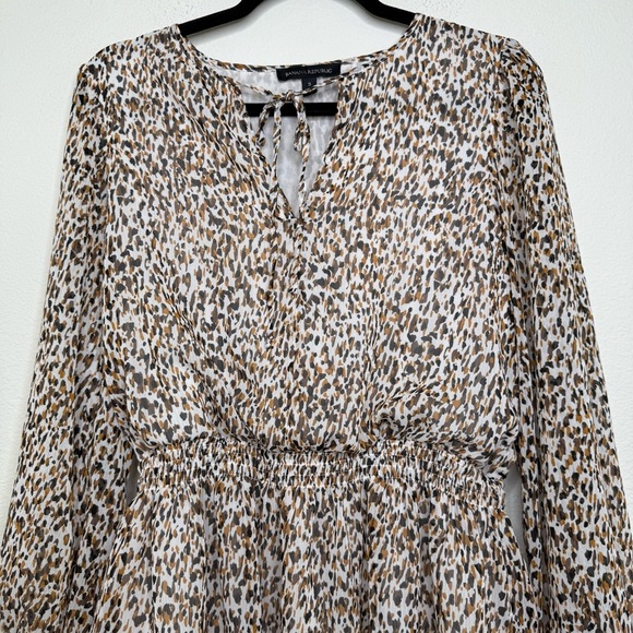 Banana Republic Leopard Print Long Sleeve Blouse Brown Gold Size Small - Picture 7 of 13